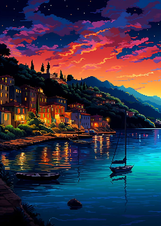 Italian Village Pixel Art