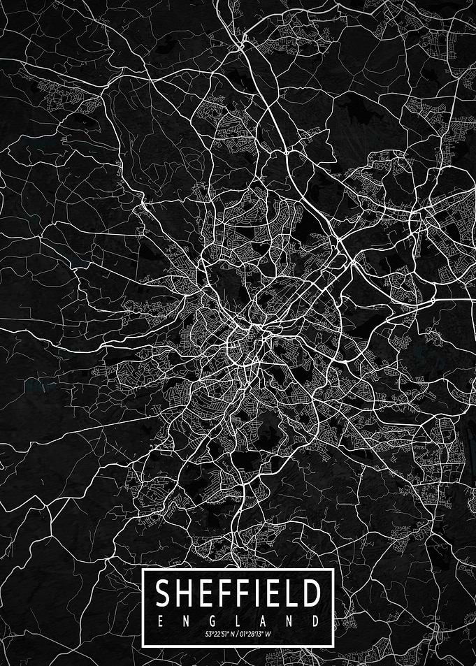Sheffield City Map Dark