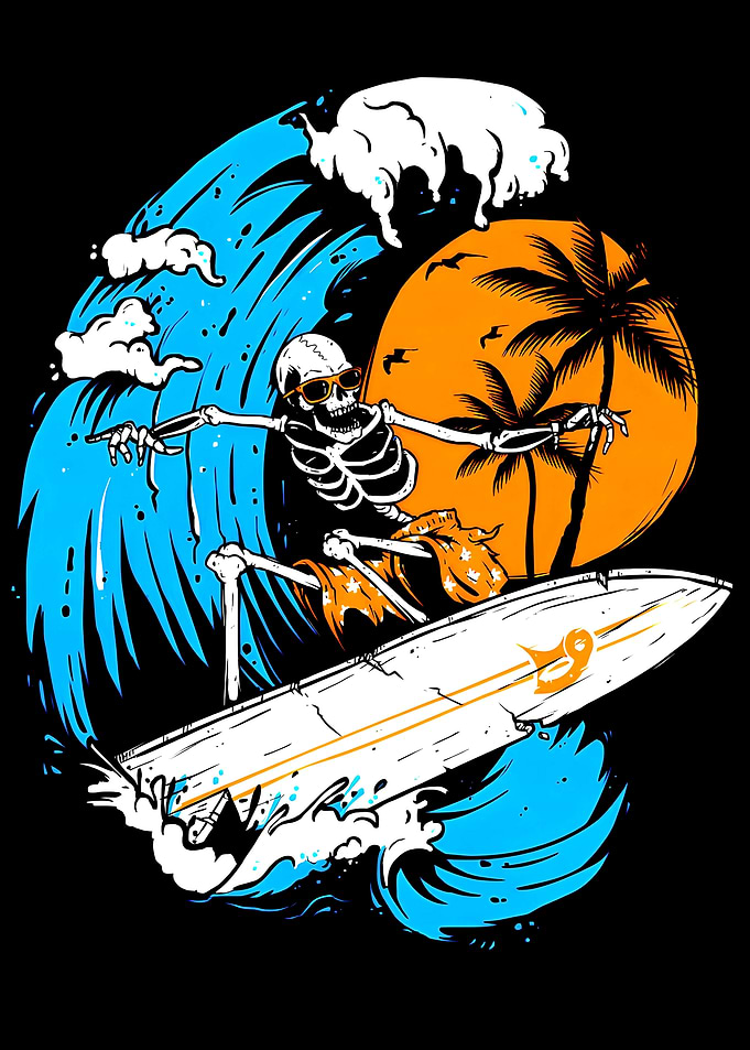 Surfing skull