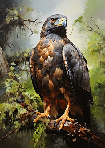 Black hawk in the wild