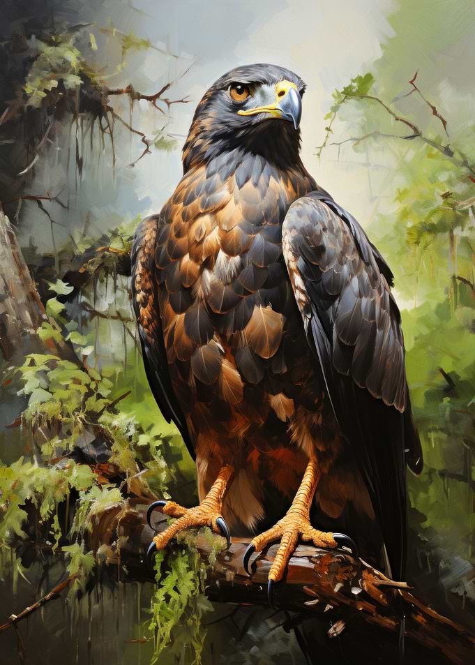Black hawk in the wild