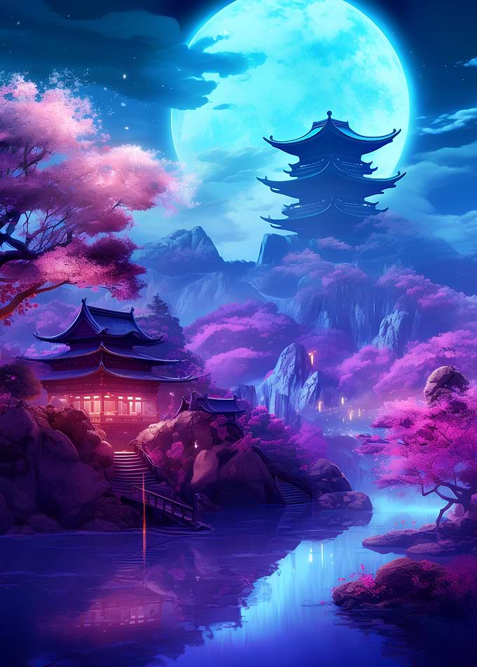 painting of Japanese neon