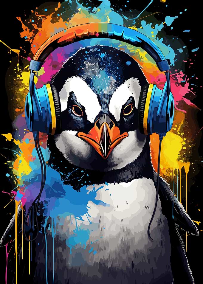 Penguin With Headphones