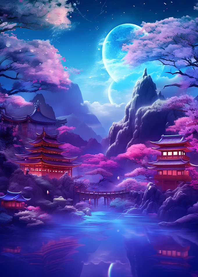 painting of Japanese neon
