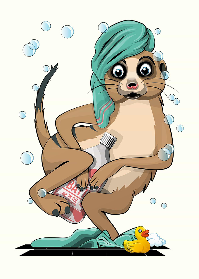 Naked Meerkat in Bathroom