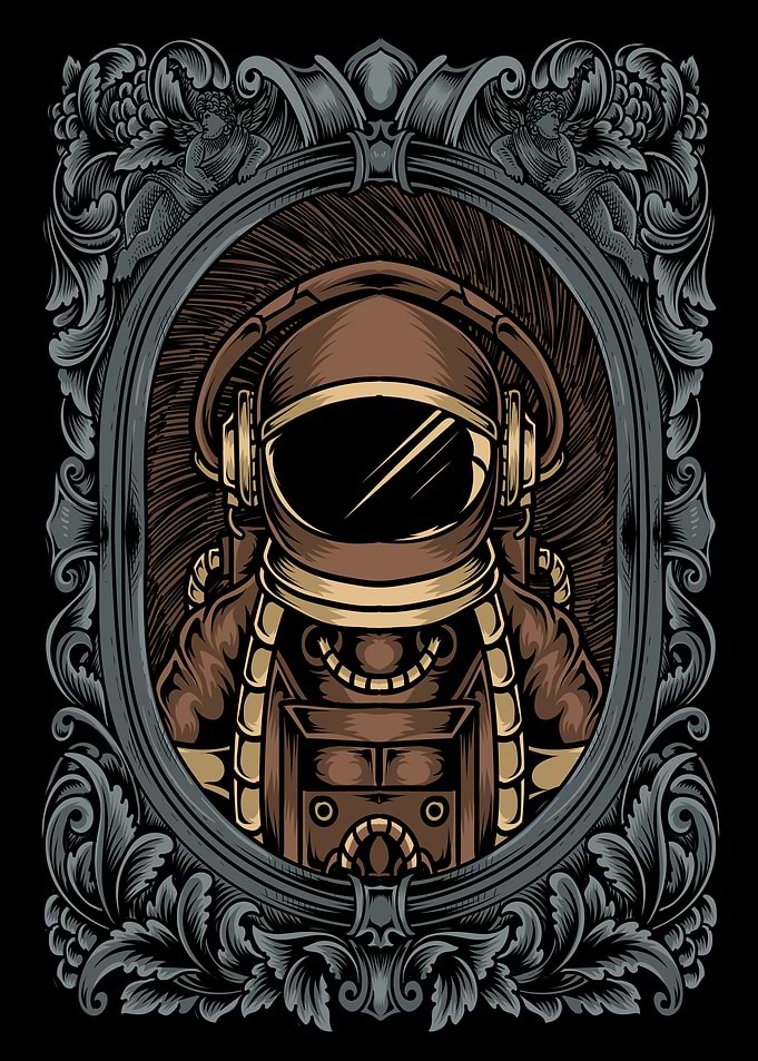 astronaut with engraving