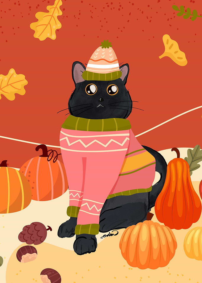 Cozy Cat Autumn