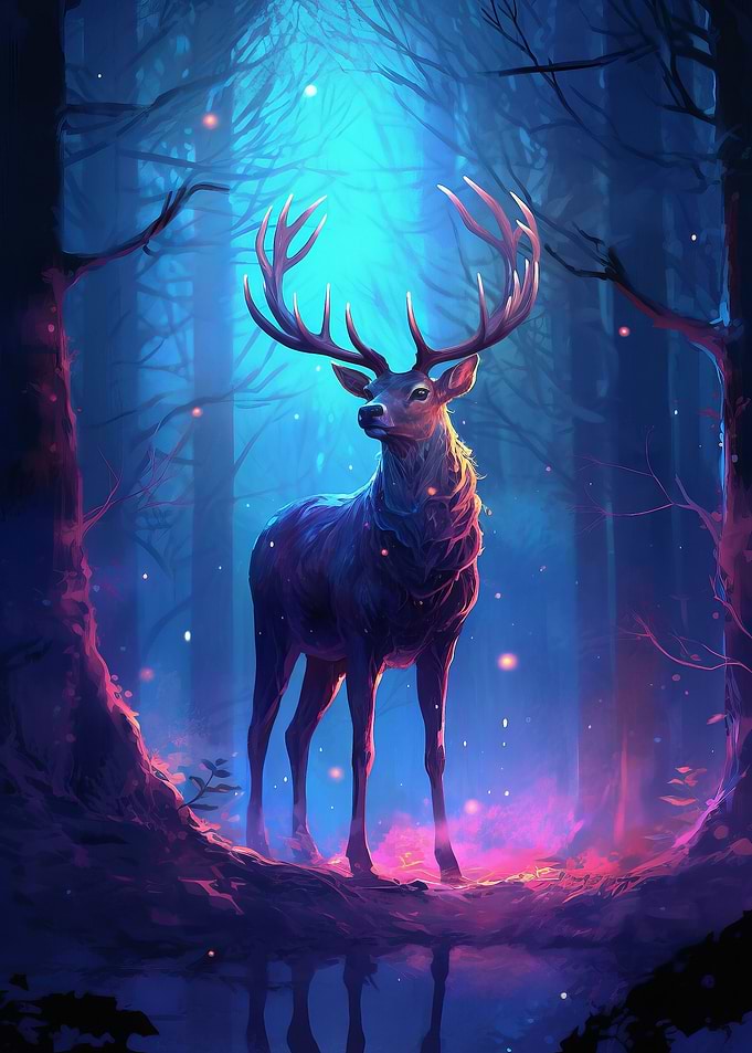 Deer In Forest Mysterious