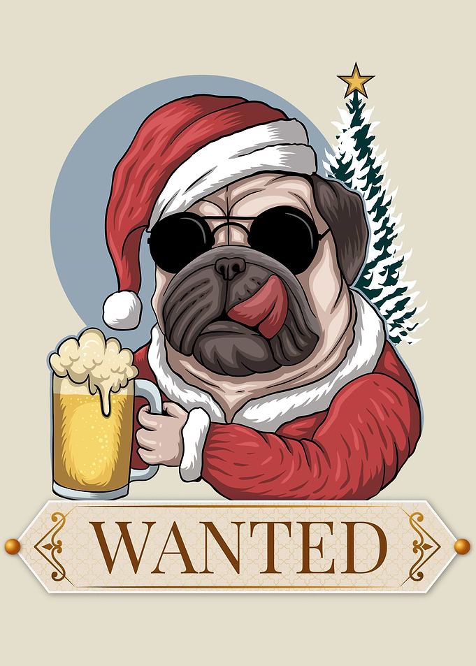 Wanted Santa Claus dog