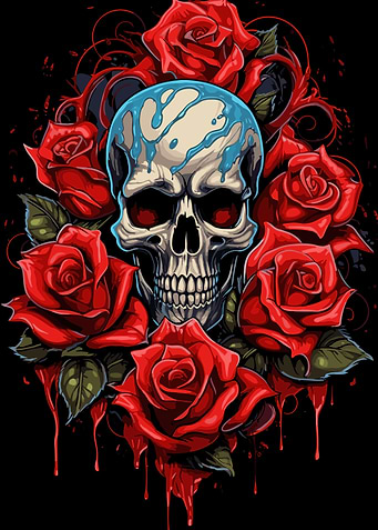 skull with roses