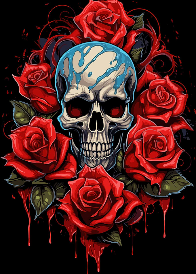 skull with roses