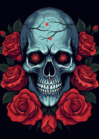 skull with roses