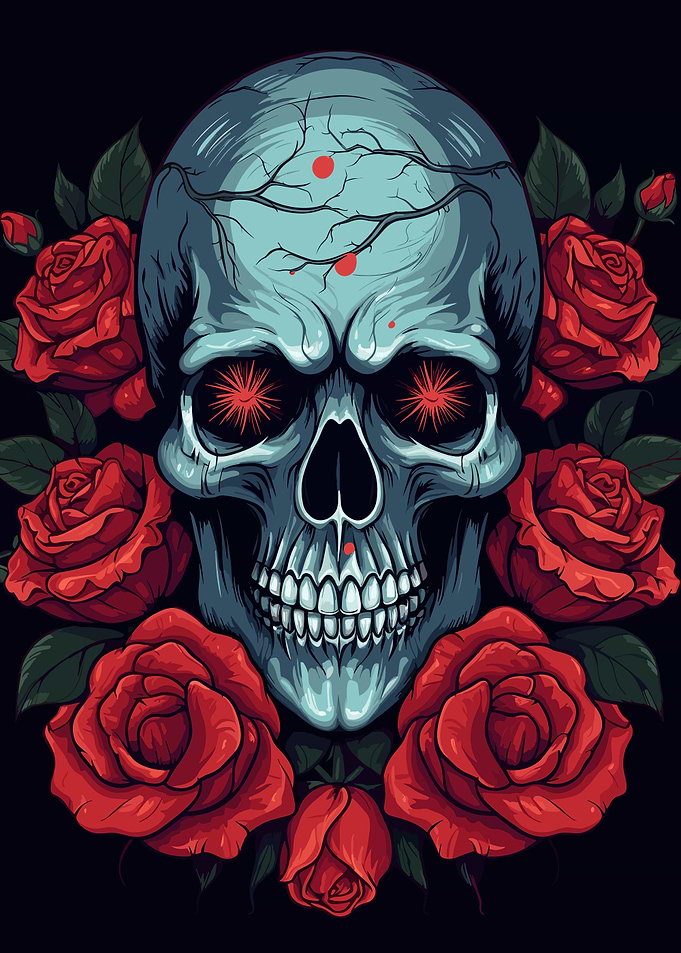 skull with roses