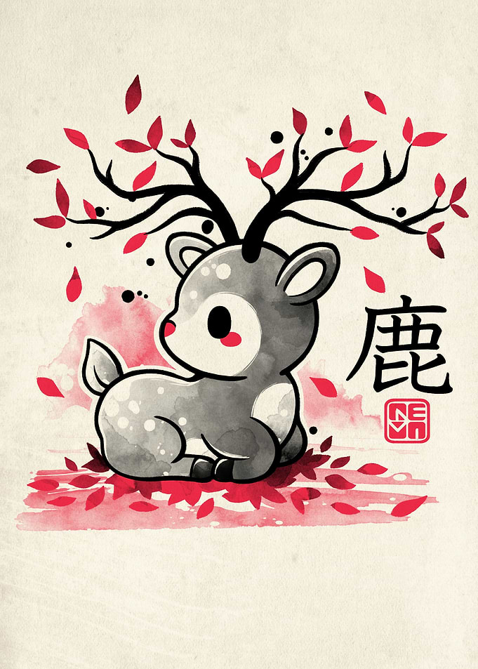 Jappanese deer in autumn