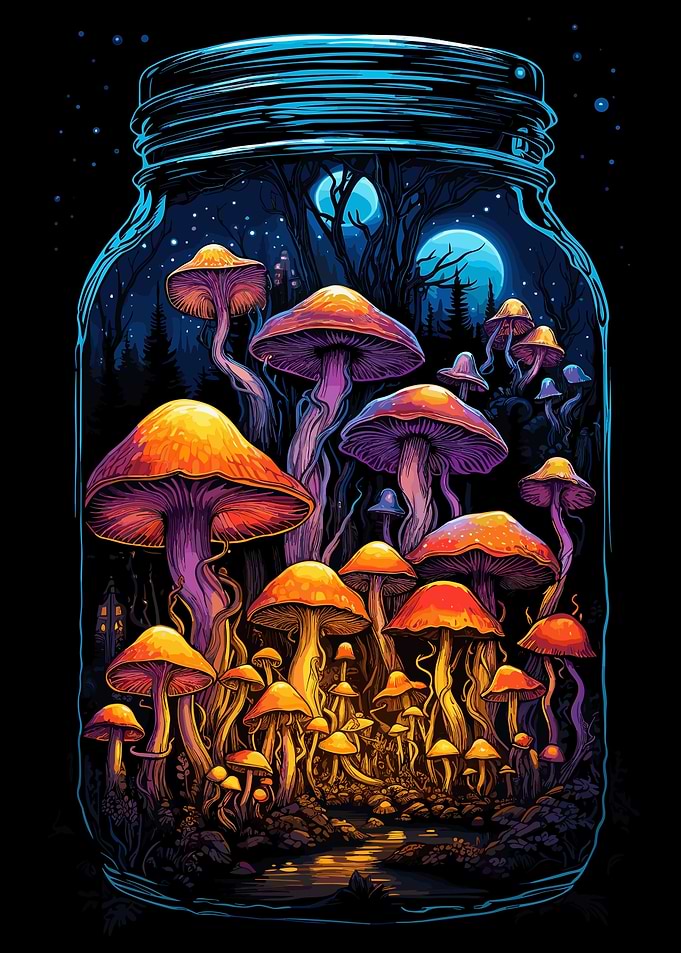Midnight Mushroom in a Jar