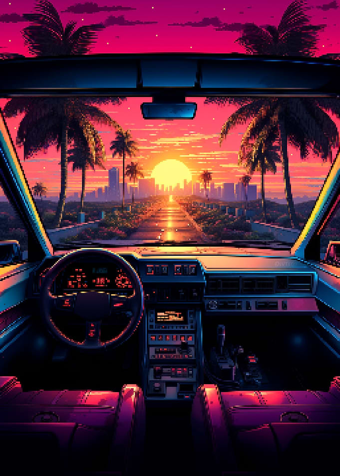 80s Drive Pixel Art
