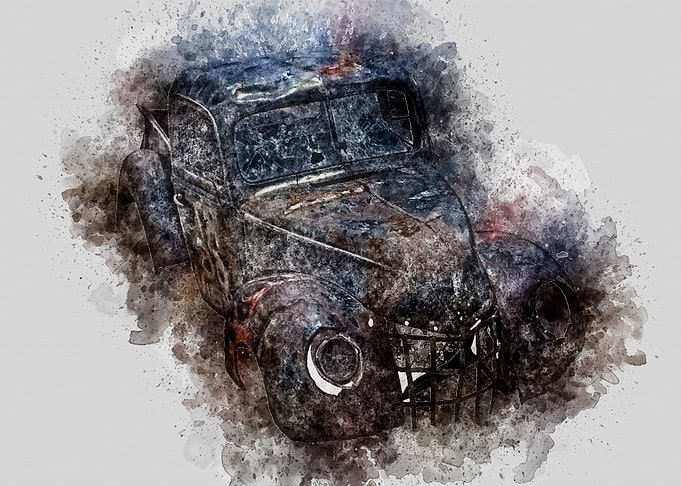 Watercolor Vintage Car 08