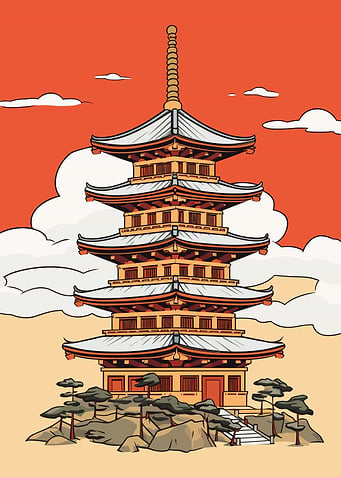 Japanese Pagoda Drawing