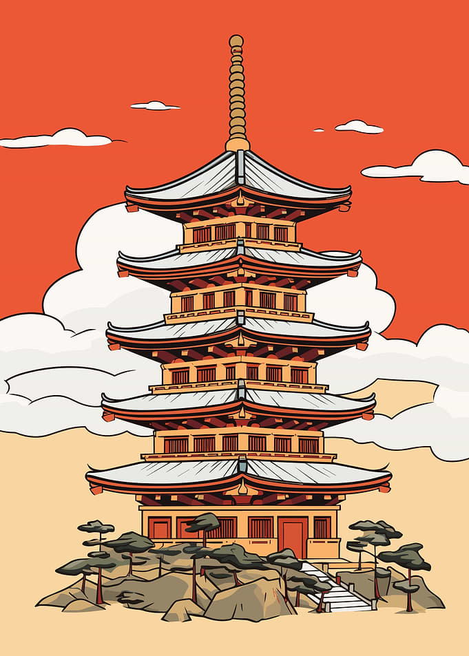 Japanese Pagoda Drawing