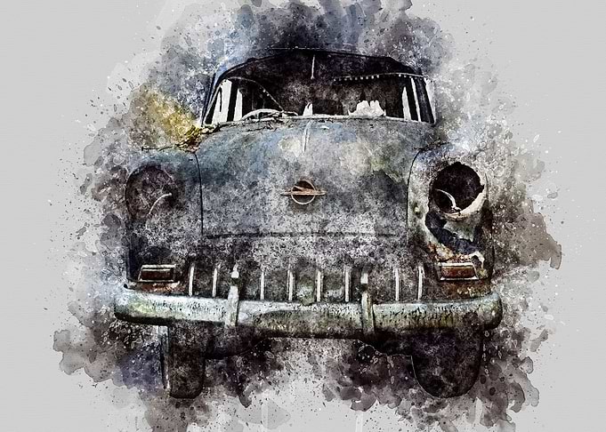 WatercolorVintage Car 01