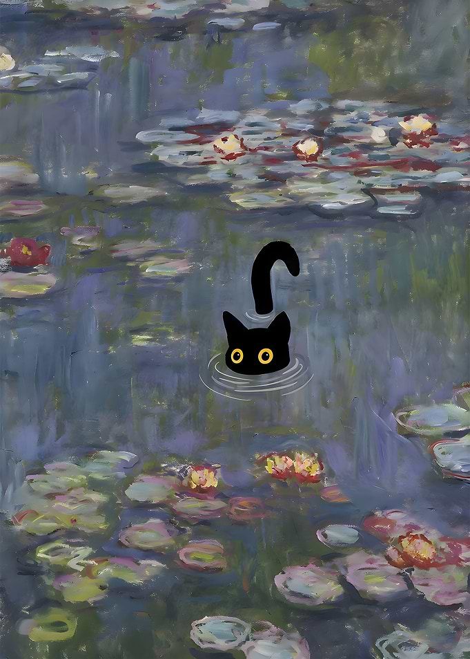 Monet Water Lilies Cat
