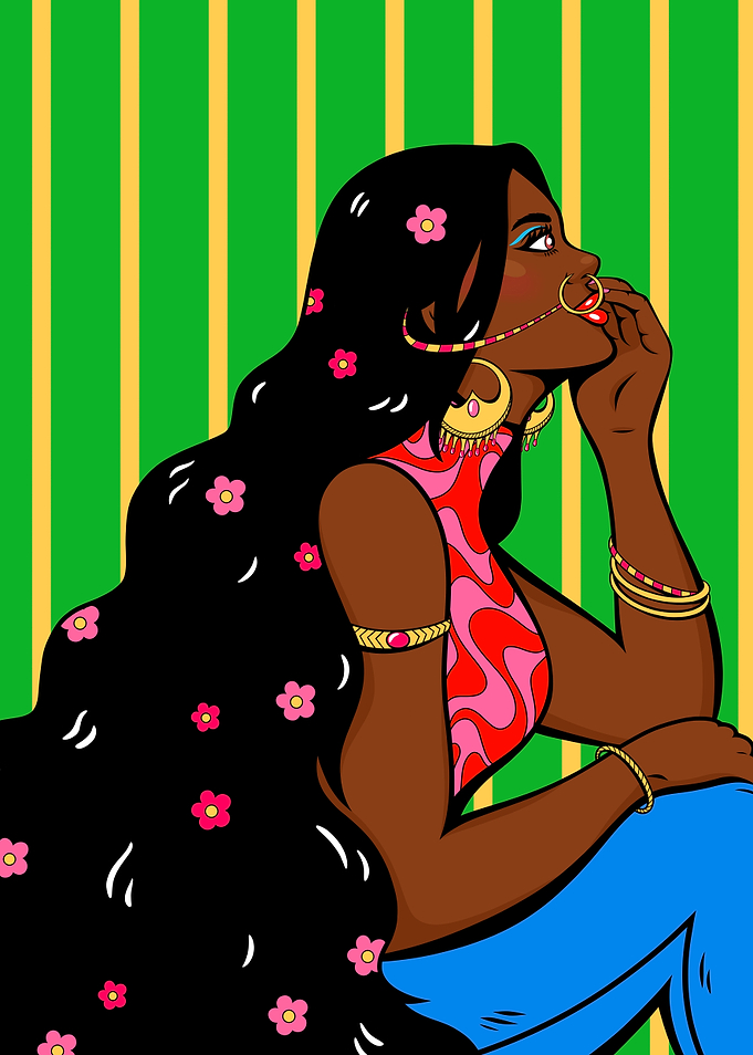 Floral hair Indian girl