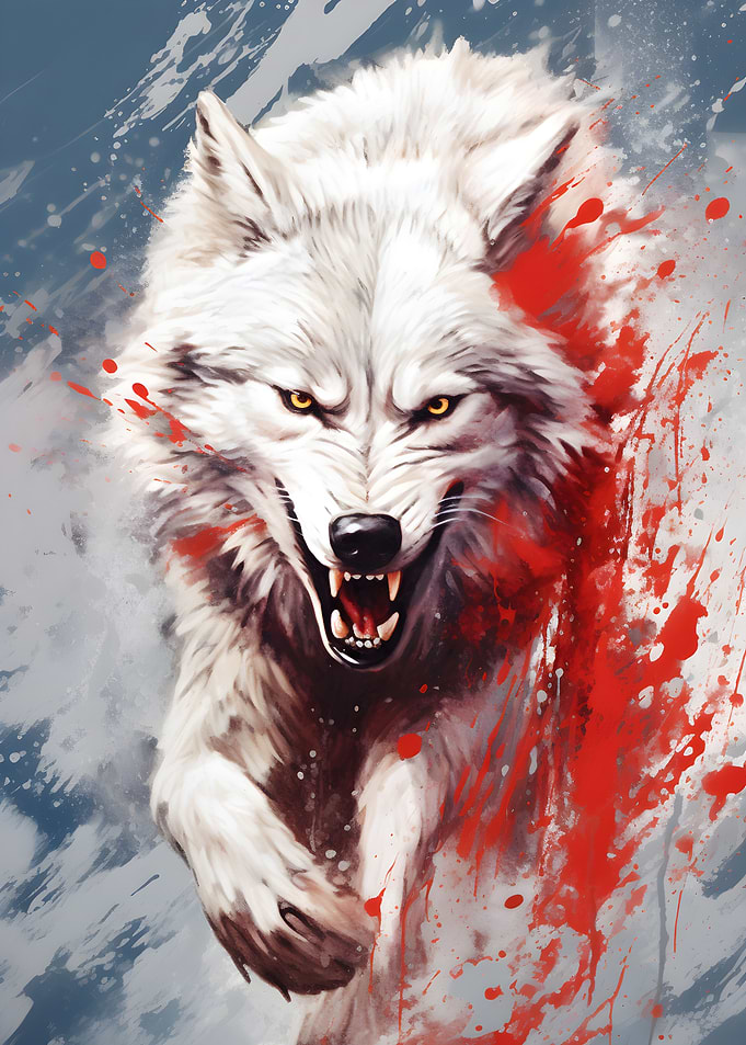 Angry White Wolf Splatter