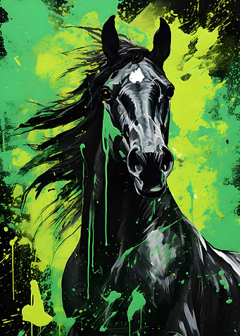 Black Horse Green Splatter