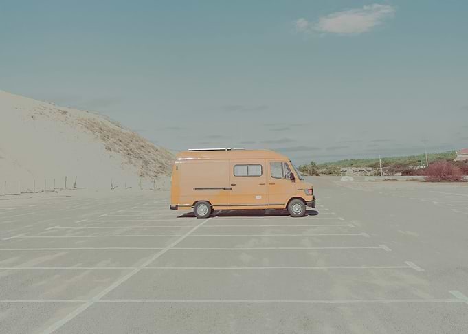 Parked with the sand dunes