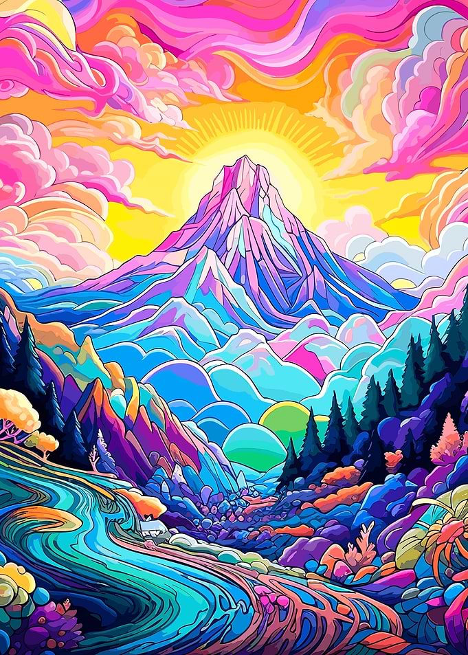 Colorful Fantasy Mountains