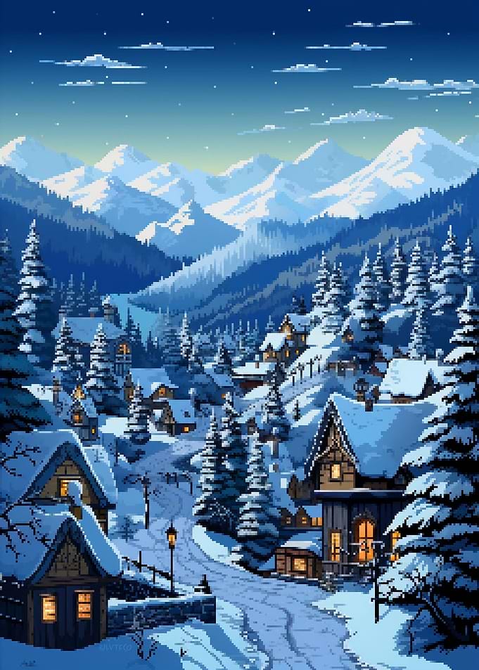 Nordic Winter Pixel Art
