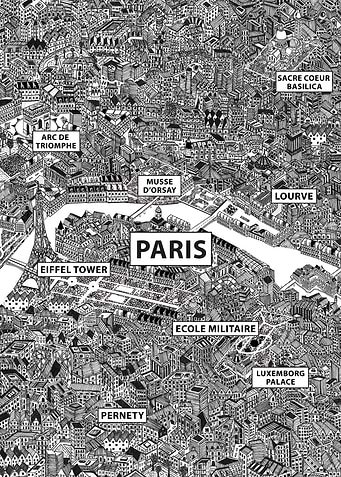 Paris map hand drawing