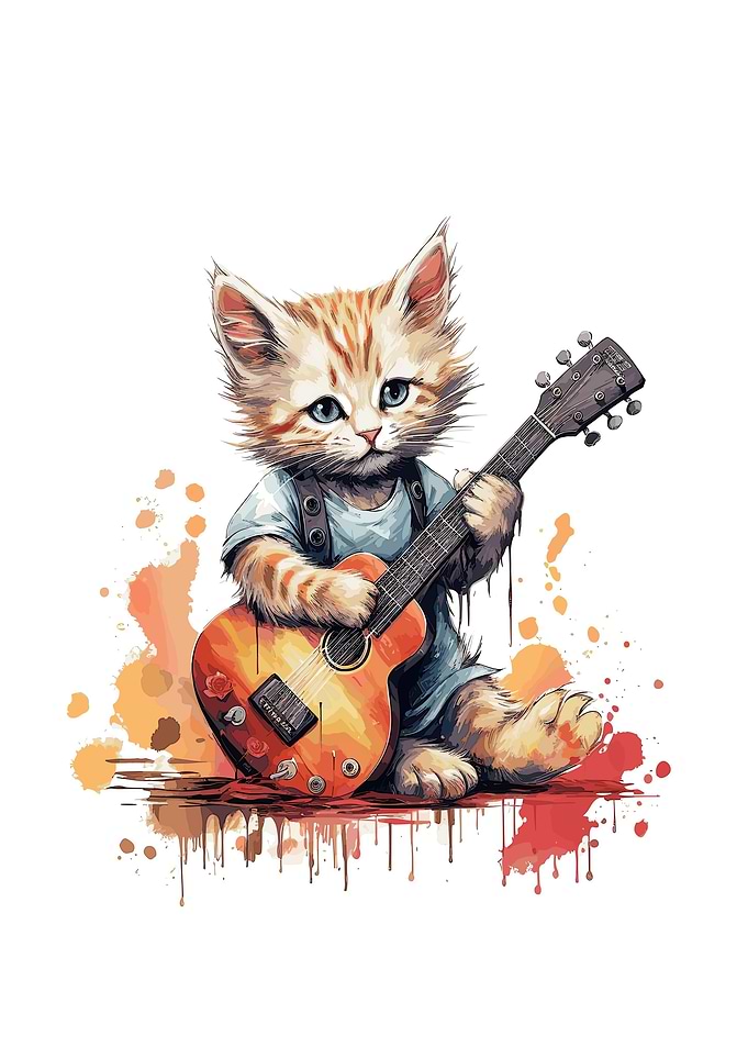 cat playing guitar