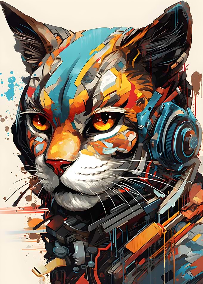 Cyborg Cat Machine Head