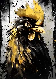 Black and Gold Rooster