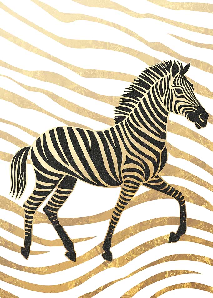 Zebra in Black Gold