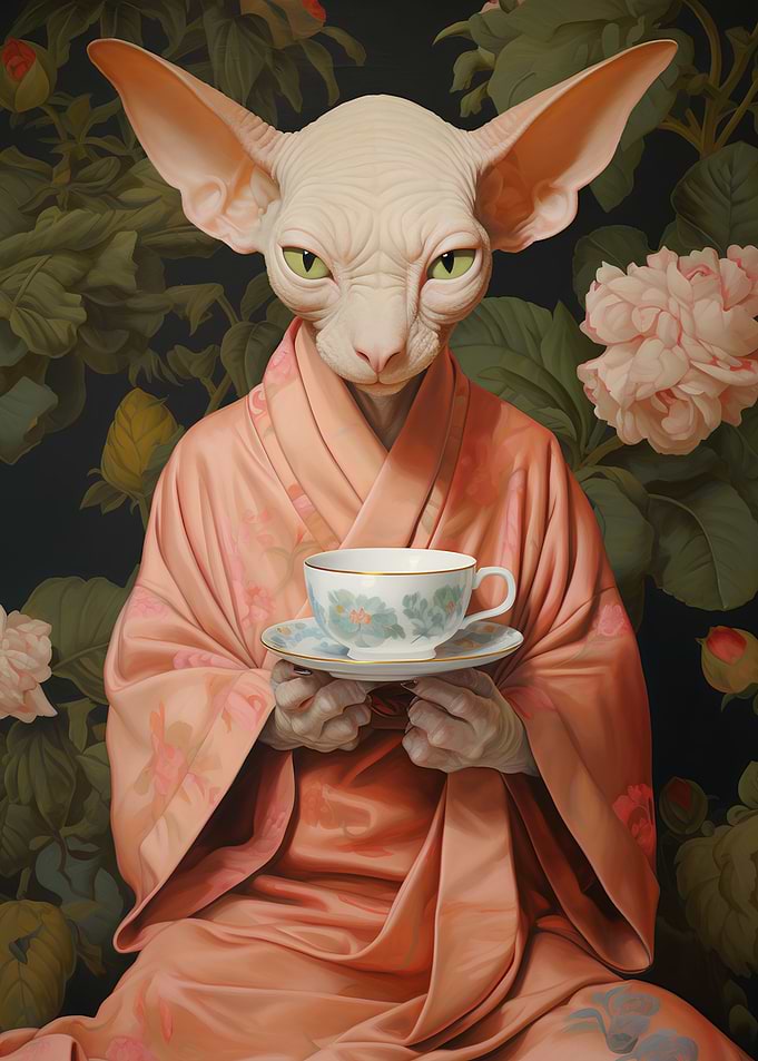 Sphynx cat with kimono