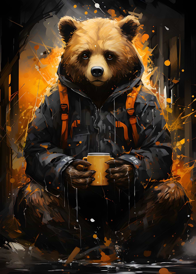 Young Brown Bear Painting