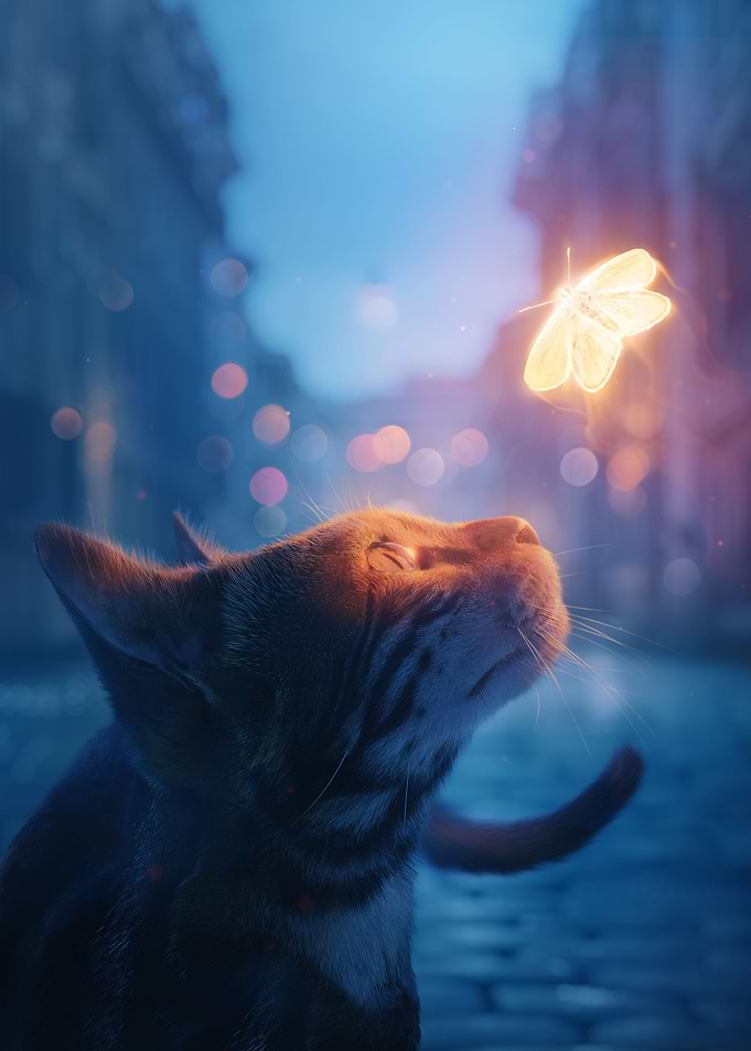 Cat meets butterfly