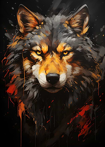 Grey Wolf Painting
