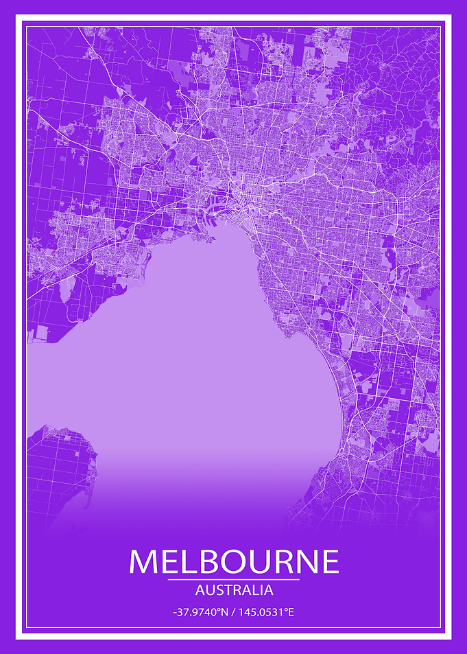 Melbourne Purple White Map