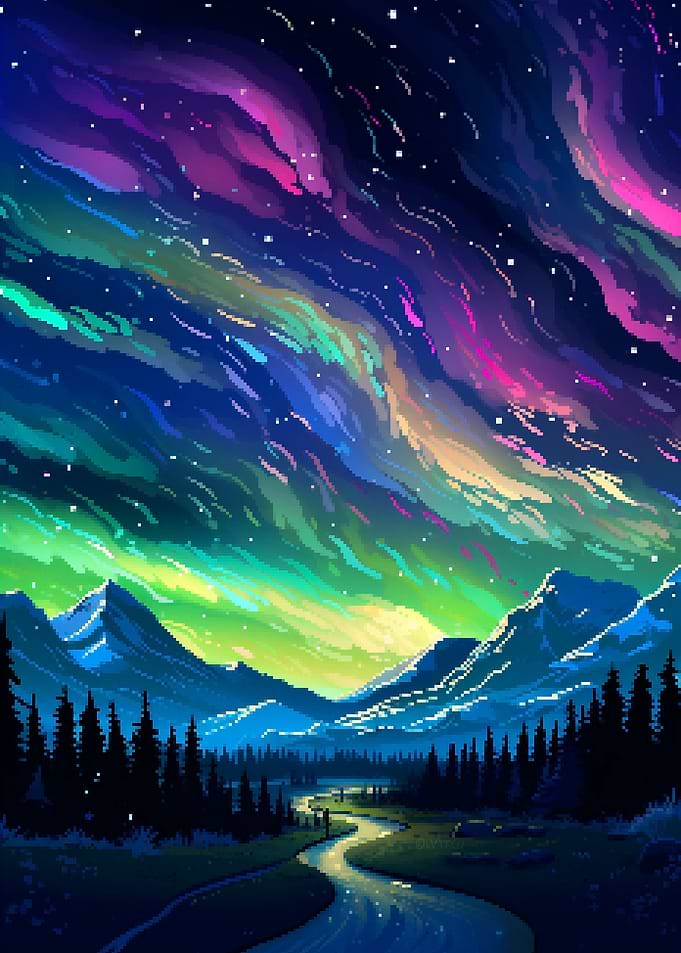 Alaska Aurora Pixel Art