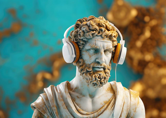 Fetish wearing headphones