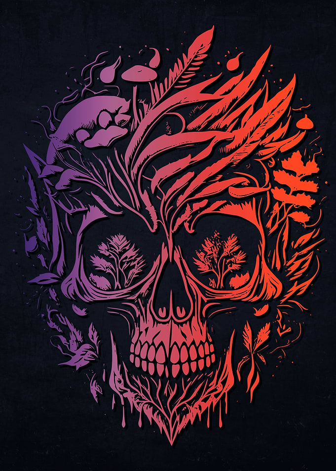 Mushrooms Weed Skull