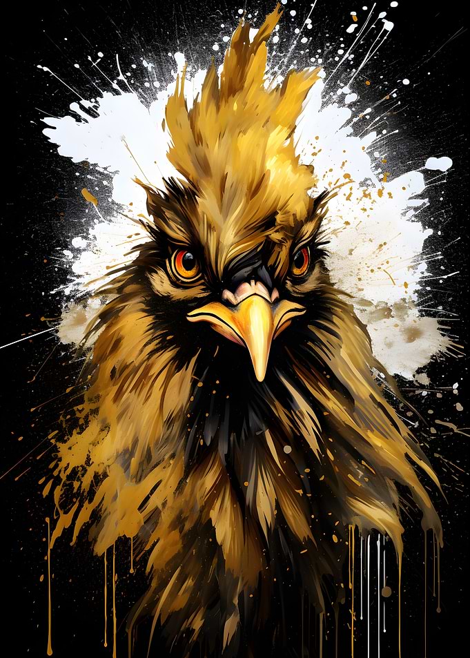 Gold Rooster Painting