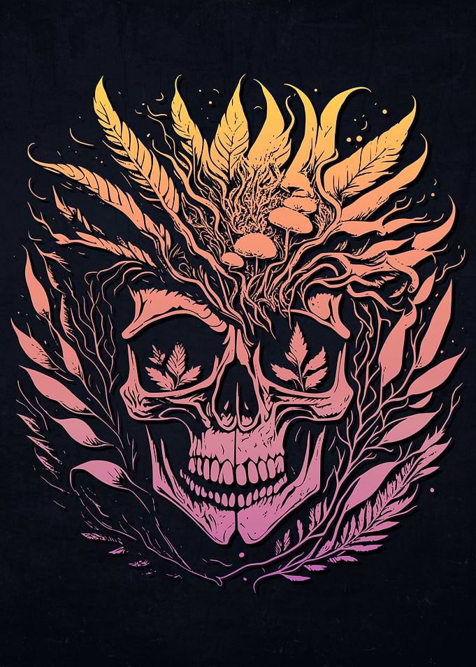 Mushrooms Weed Skull