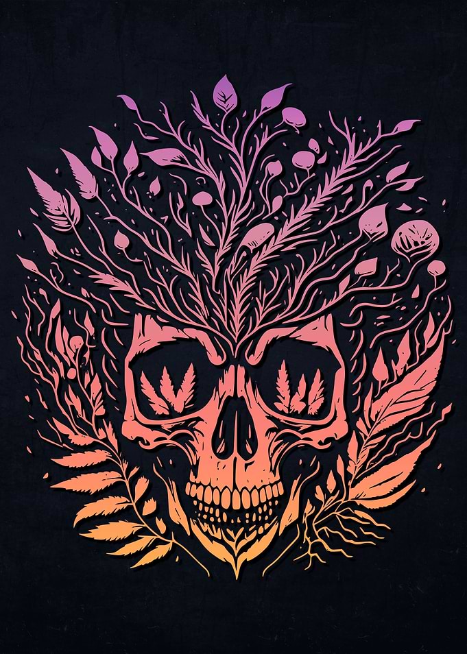 Mushrooms Weed Skull