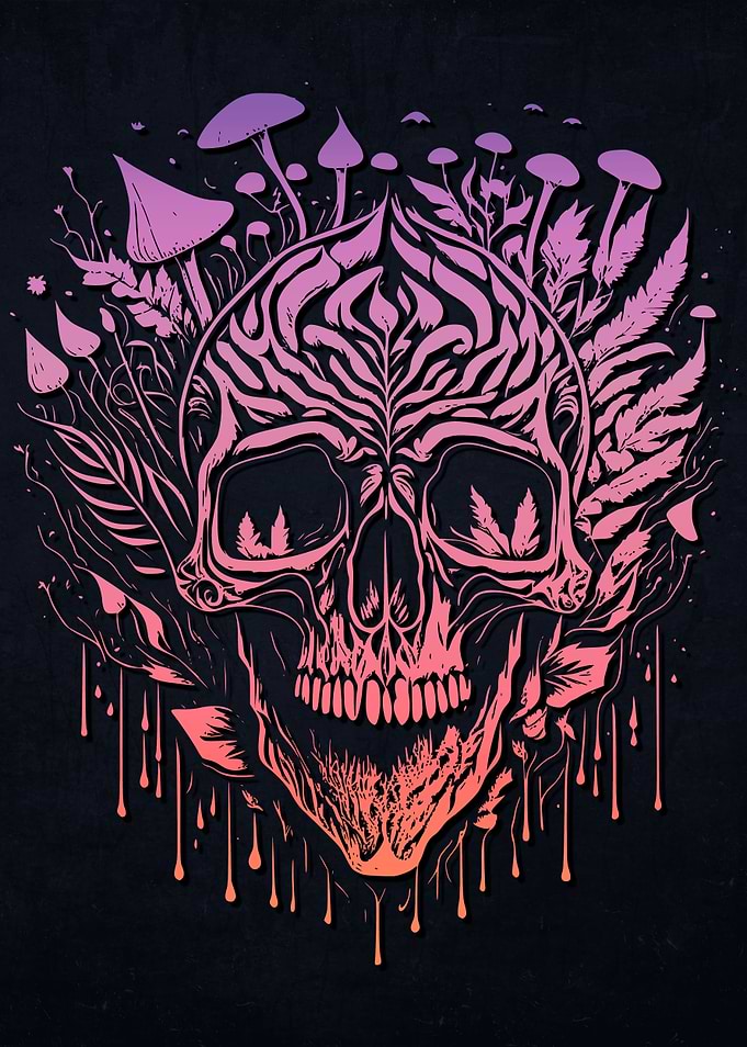 Mushrooms Weed Skull