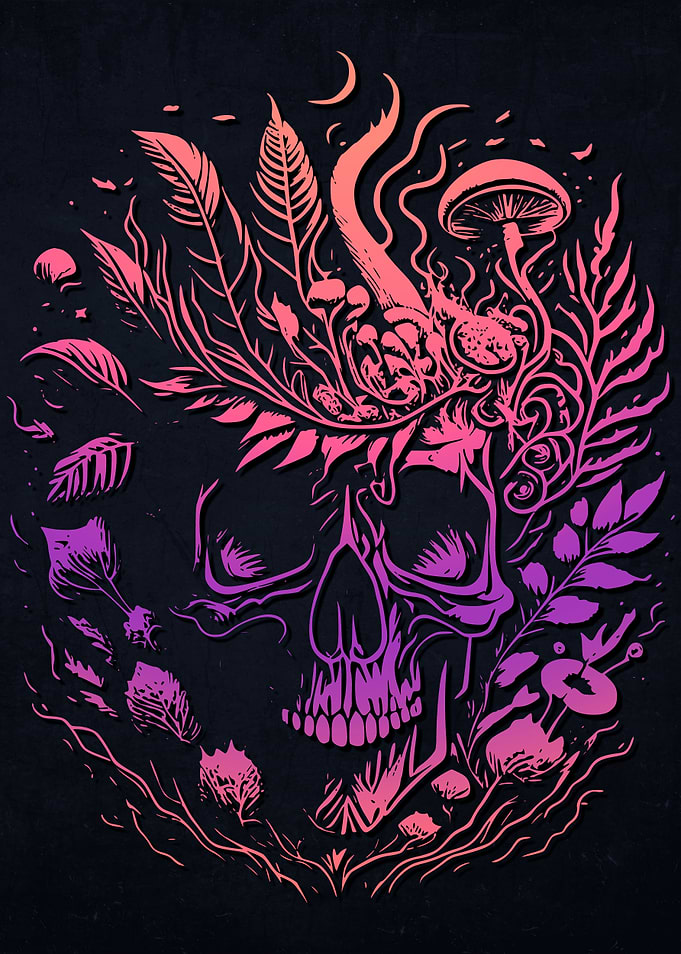 Mushrooms Weed Skull
