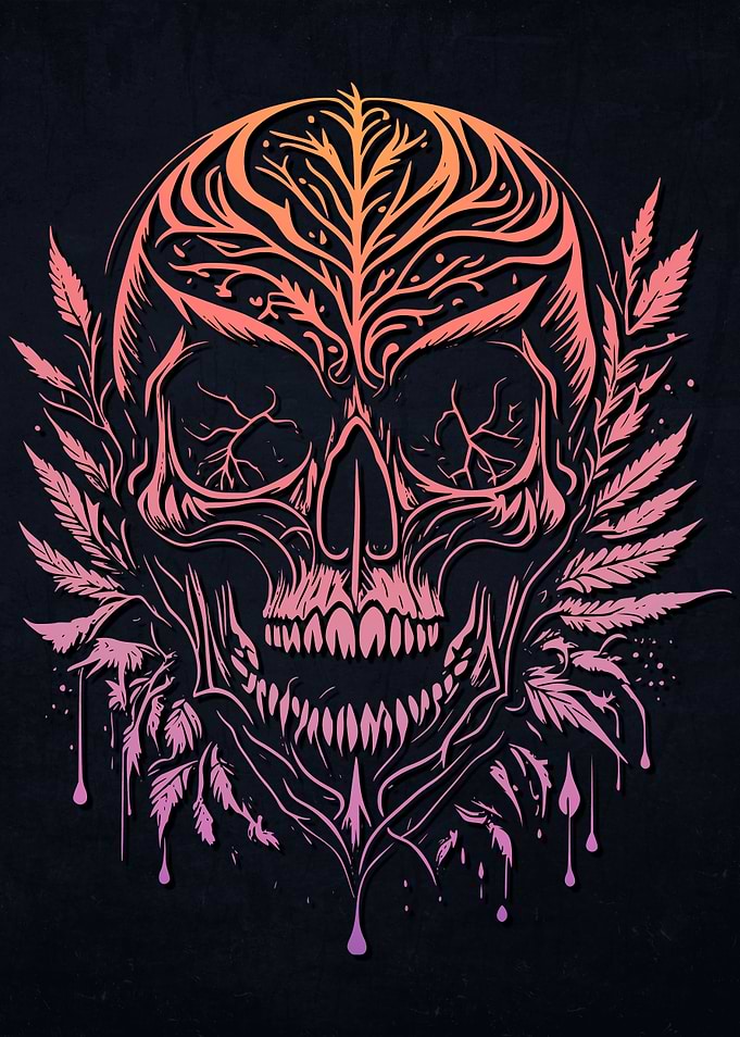 Mushrooms Weed Skull